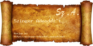 Szinger Adeodát névjegykártya